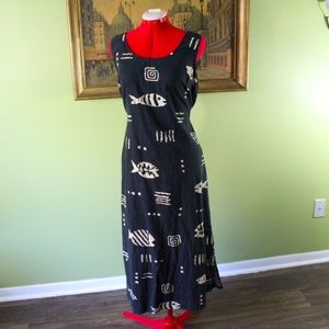 Fish Printed Linen/Cotton Dress